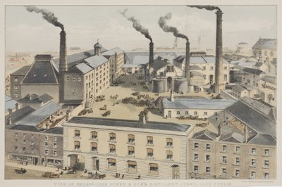 Ansicht der Brennerei von Messrs. John Power & Sons, Johns Lane, Dublin, ca. 1845 von English School